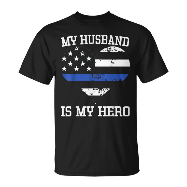 Thin Blue Line Heart Flag Police Officer Support T-Shirt