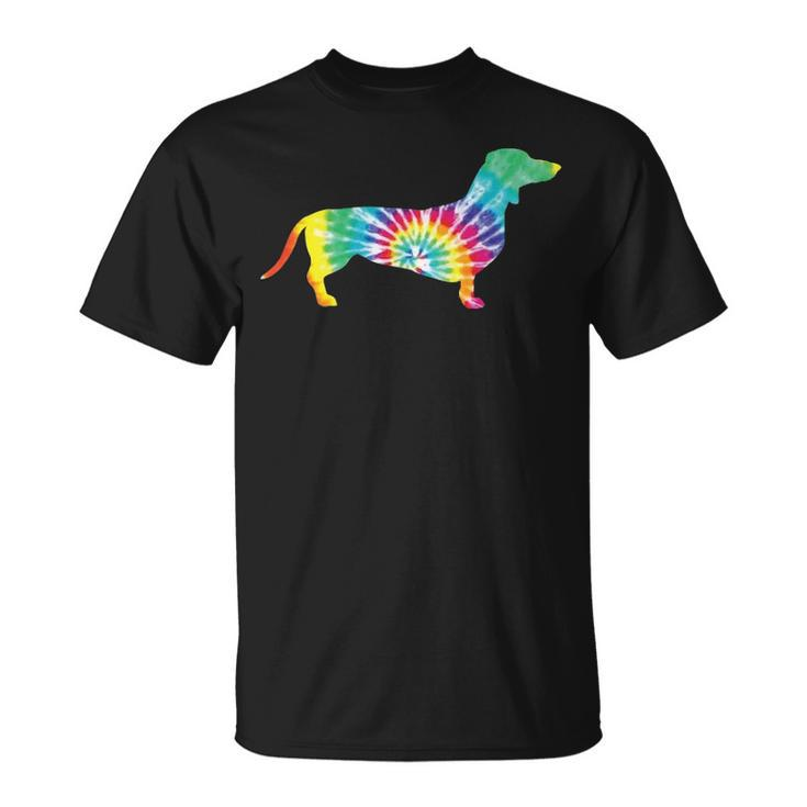 Tie Dye Dog Hippie Dachshund Retro T-Shirt