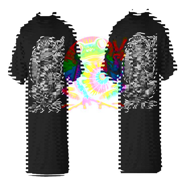 Tie-Dye Frog Animal Peace Sign Hippie T-Shirt