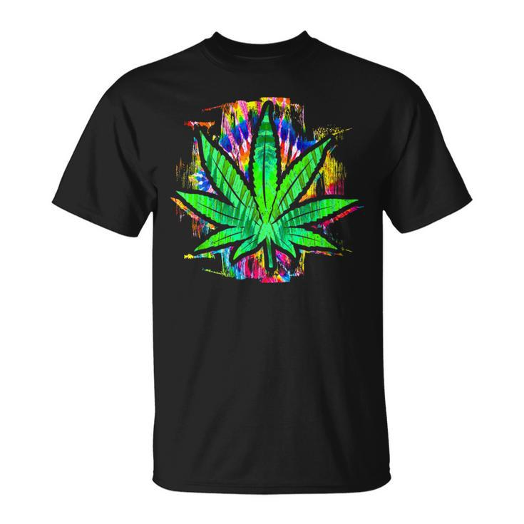 Tie Dye Pot Leaf Pothead Smoking Weed Hippie Stoner T-Shirt