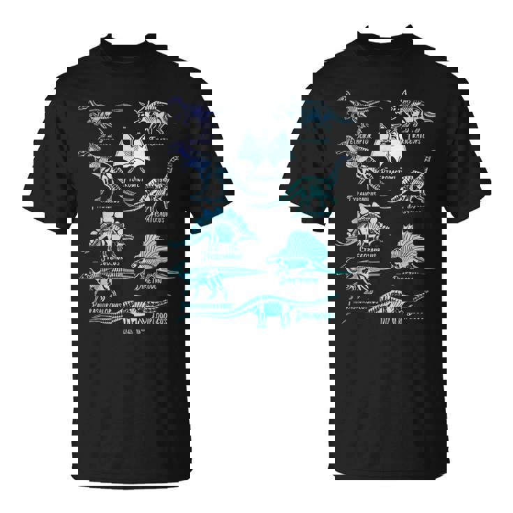 Tipos De Esqueletos De Dinosaurios Camiseta unisex