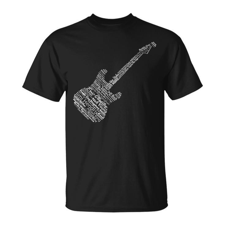 Top Rock And Blues Guitar Legends Name T-Shirt