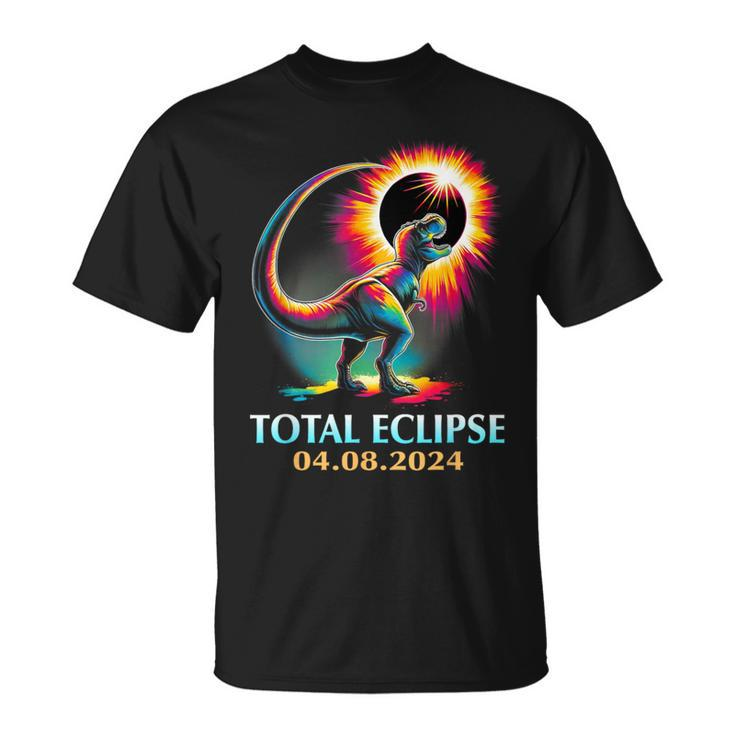 Total Eclipse 2024 Total Solar Eclipse T Rex Dinosaur T-Shirt