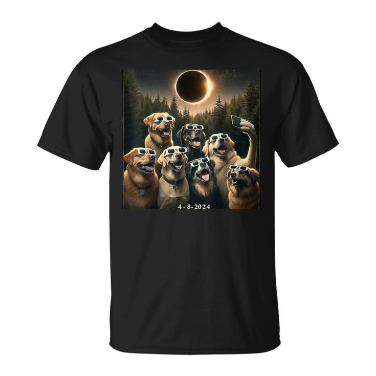 Total Eclipse April 8 2024 Dog Glasses Selfie T-Shirt