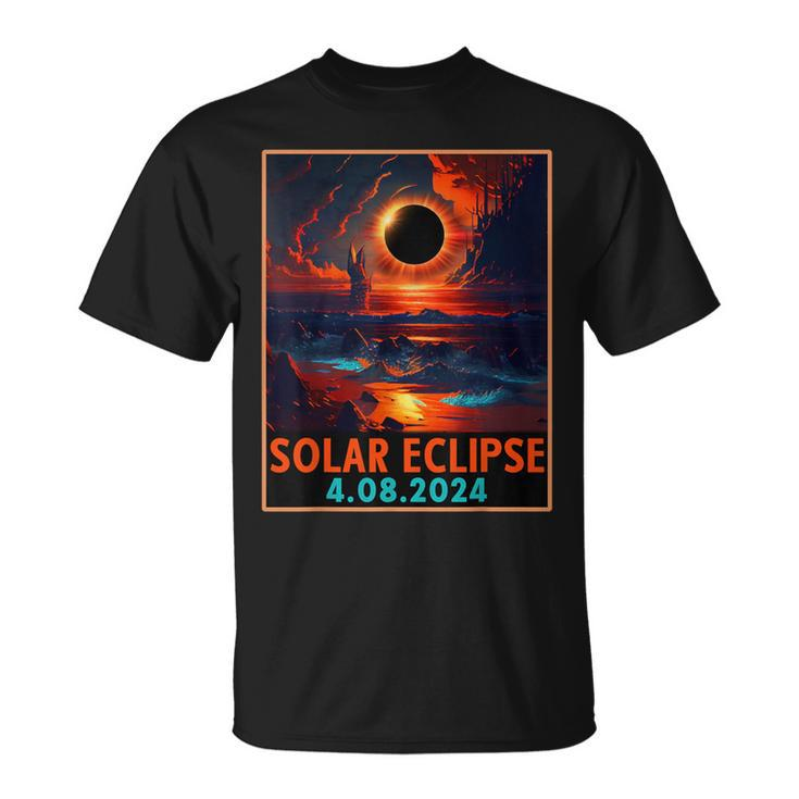 Total Solar Eclipse 04082024 Space Retro Vintage T-Shirt