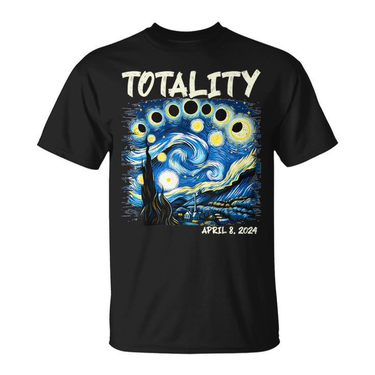 Total Solar Eclipse 2024 40824 Starry Night Painting T-Shirt