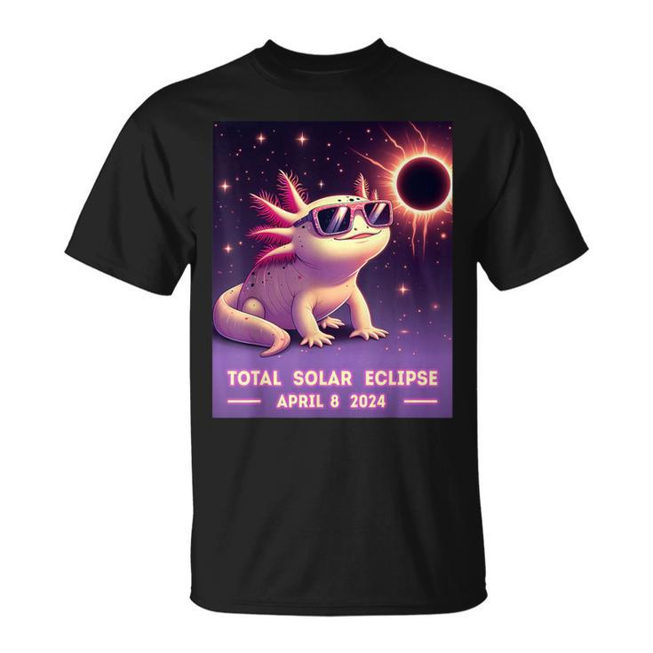 Total Solar Eclipse 2024 April 8 Axolotl In Glasses T-Shirt