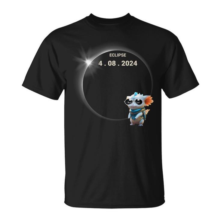 Total Solar Eclipse 2024 Axolotl In Astronomy Glasses T-Shirt