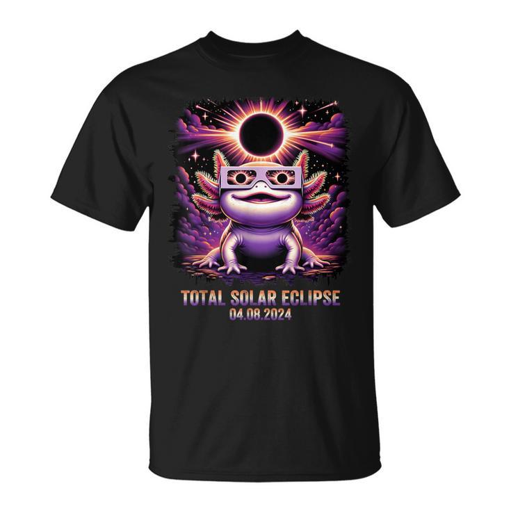 Total Solar Eclipse 2024 Axolotl Wearing Glasses Astronomy T-Shirt