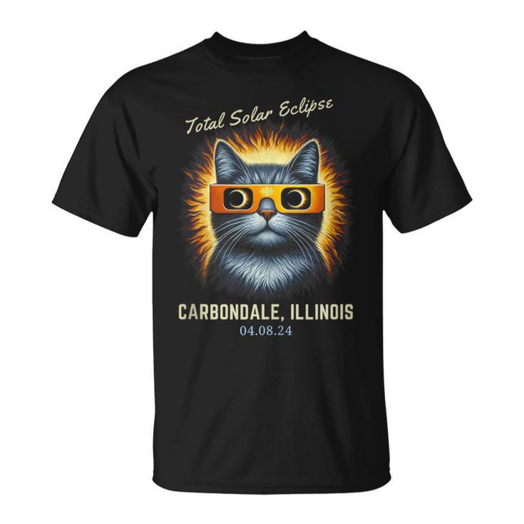 Total Solar Eclipse 2024 Carbondal Illinois Totality Cat T-Shirt
