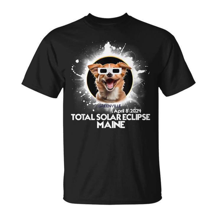 Total Solar Eclipse 2024 Greenville Maine Eclipse Dog T-Shirt