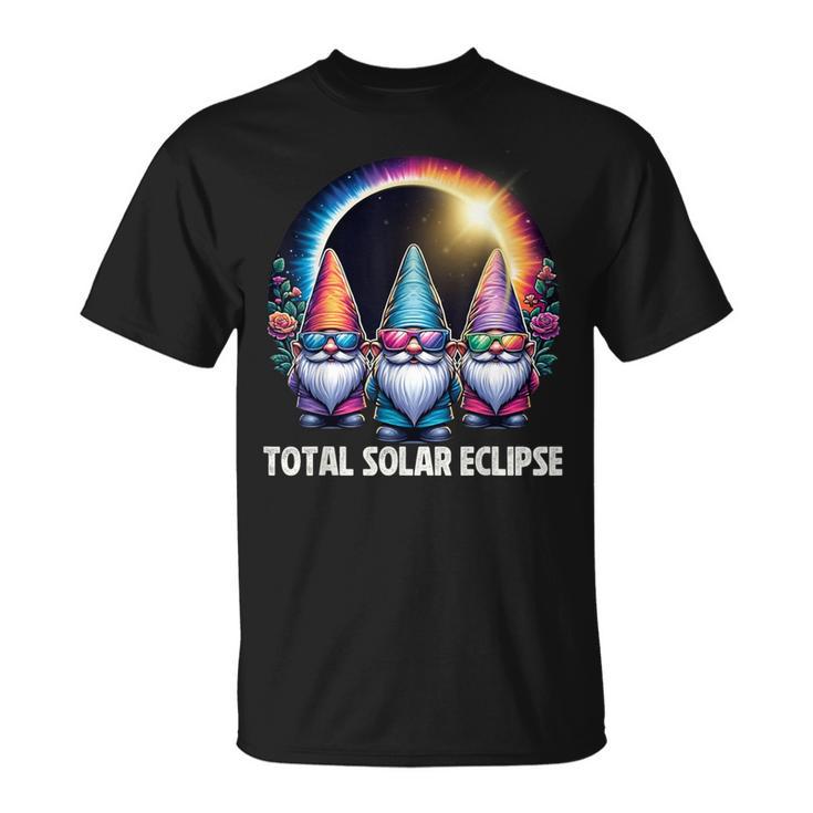 Total Solar Eclipse 2024 Matching Cute Gnomes Watching Party T-Shirt