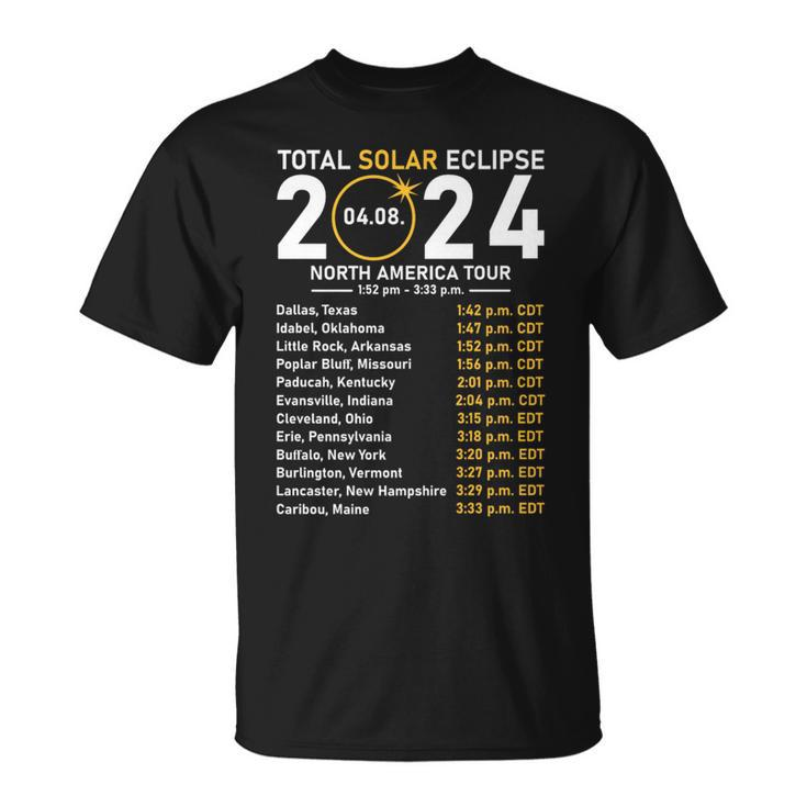 Total Solar Eclipse 2024 North America Tour State Totality T-Shirt