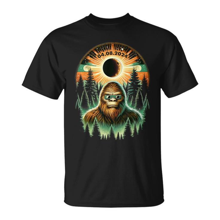 Total Solar Eclipse 2024 Vintage Bigfoot Sasquatch T-Shirt