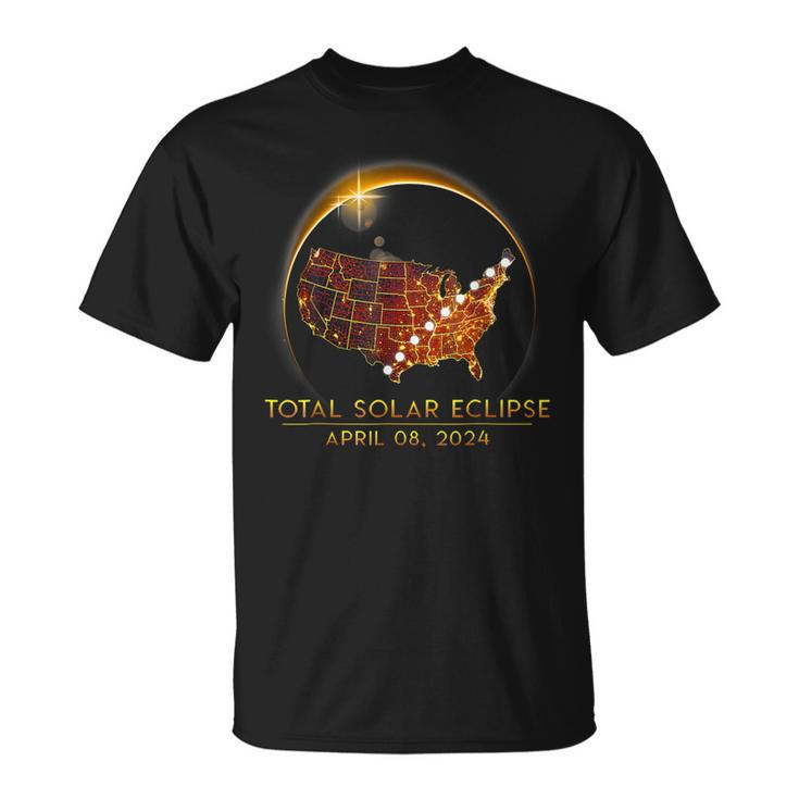 Total Solar Eclipse April 8 2024 America Map Totality T-Shirt