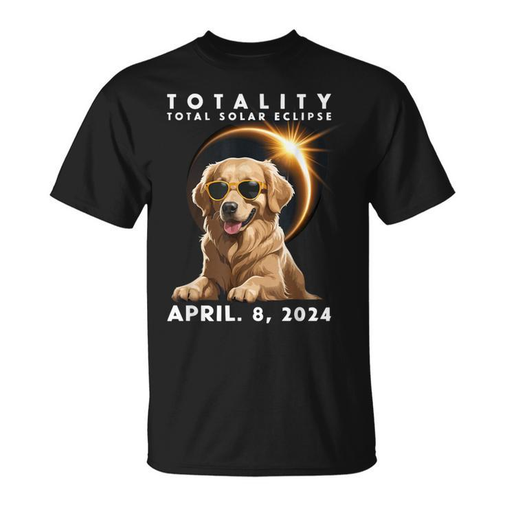Total Solar Eclipse April 8 2024 Dog Golden Retriever Lover T-Shirt
