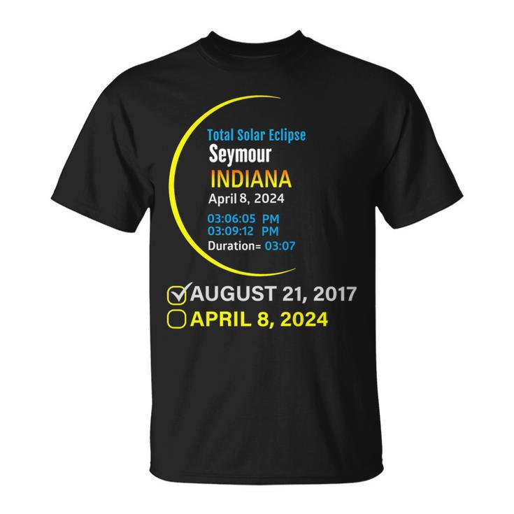 Total Solar Eclipse April 8 2024 Indiana Seymour T-Shirt