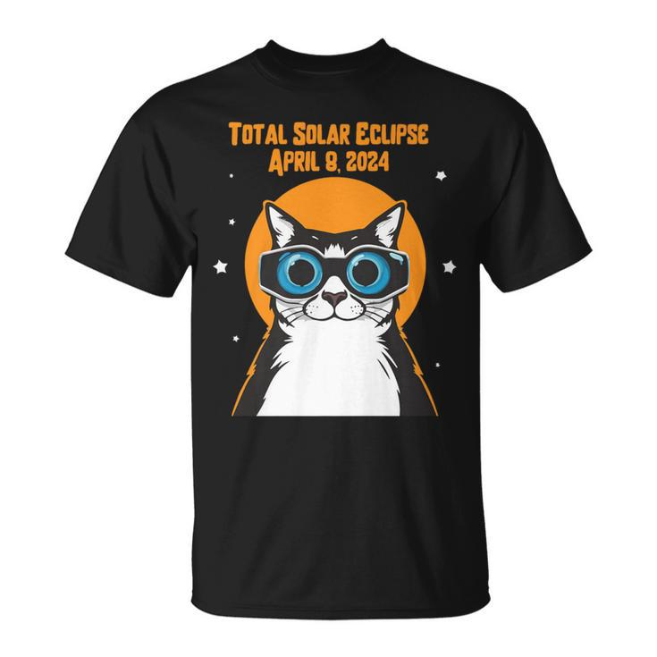 Total Solar Eclipse April 8Th 2024 Cat Wearing Eclipse Glass T-Shirt
