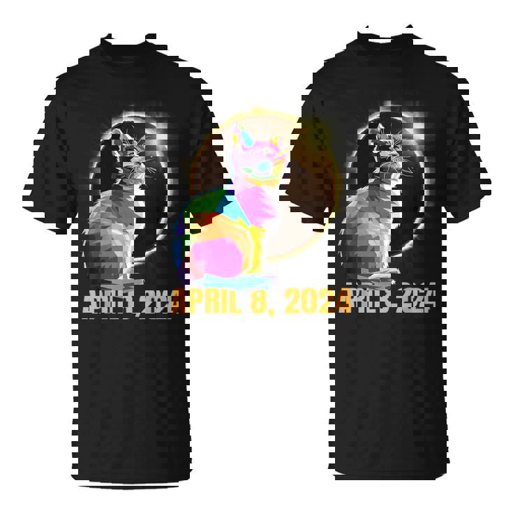 Total Solar Eclipse Cat Glasses April 8 2024 Novelty T-Shirt