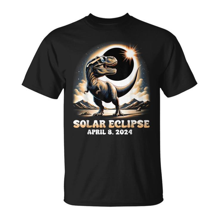 Total Solar Eclipse Dinosaur Dino T-Rex April 8 2024 Kid Boy T-Shirt