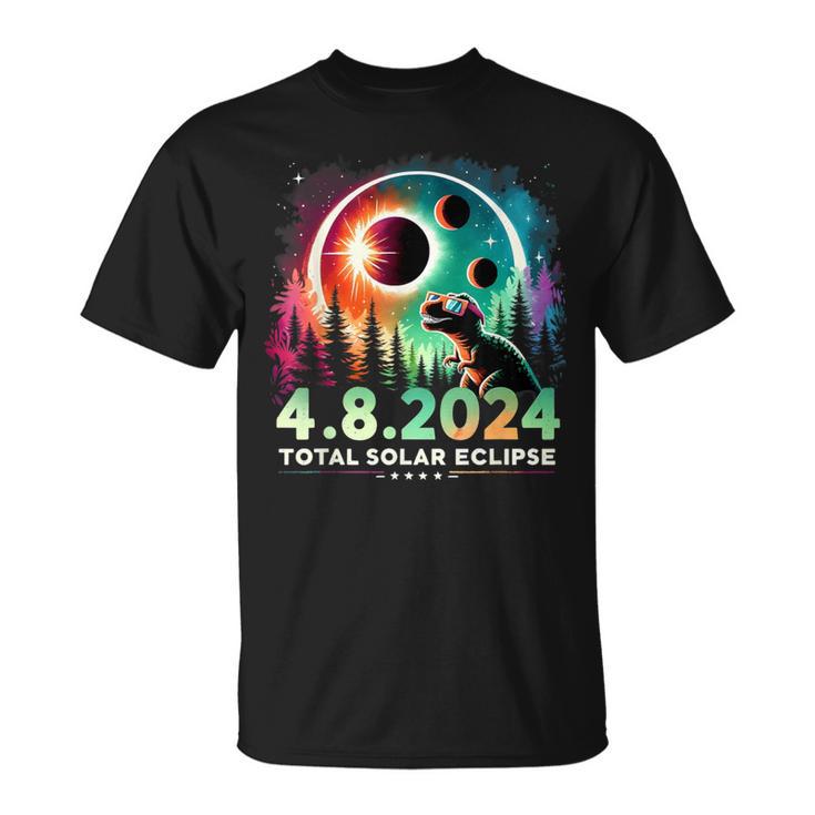 Total Solar Eclipse Dinosaur Wearing Glasses T-Shirt