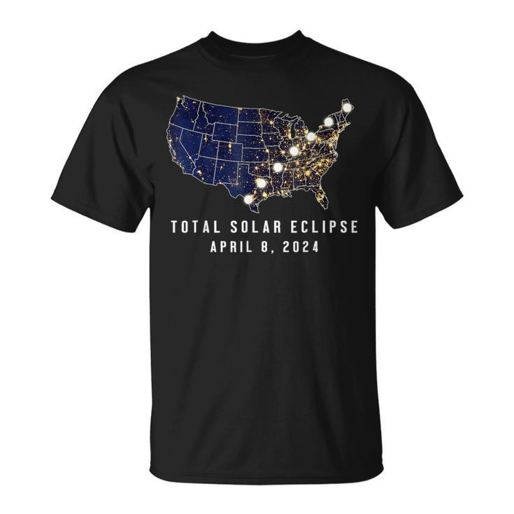 Total Solar Eclipse Map Of The Usa 4082024 T-Shirt