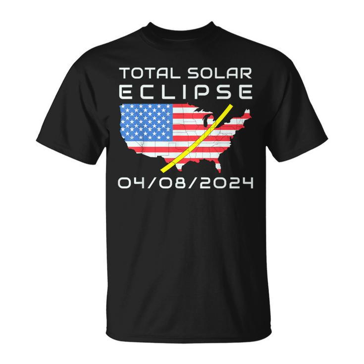 Total Solar Eclipse Path Totality America Map 8 April 2024 T-Shirt