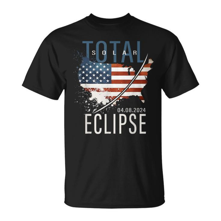 Totality America Usa Map Total Solar Eclipse 04082024 T-Shirt