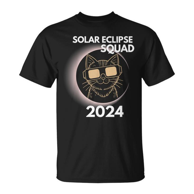 Totality Solar Eclipse 2024 Cat Moon Sun Earth April T-Shirt