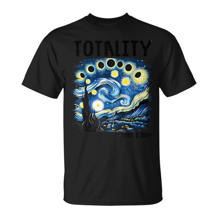 Totality Solar Eclipse Starry 2024 Night Van April 8 Gogh T-Shirt