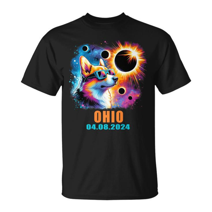 Totality Total Solar Eclipse 2024 Ohio Corgi Dog T-Shirt