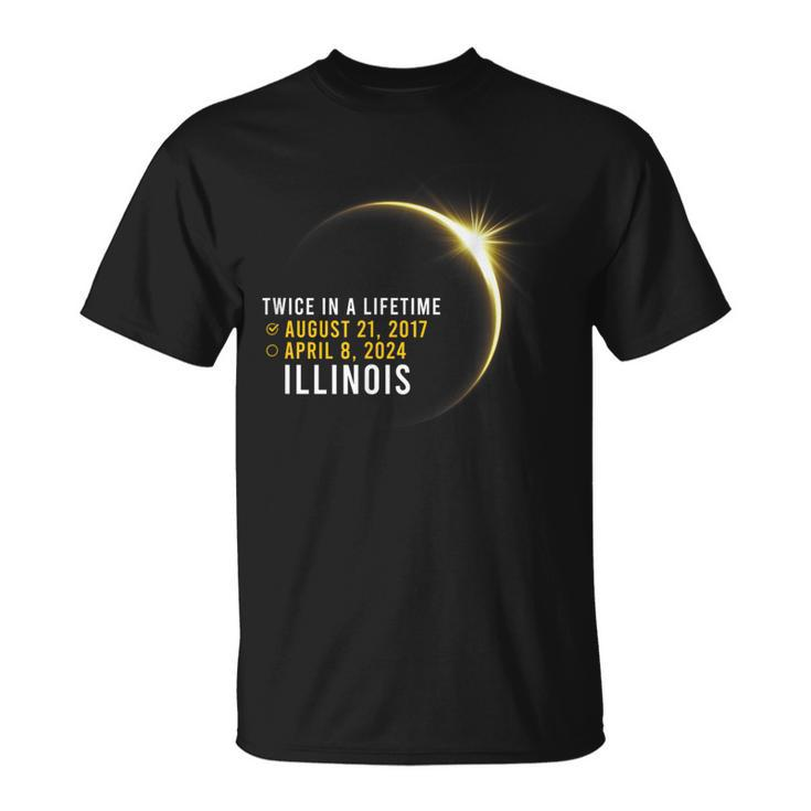 Totality Twice In A Lifetime Solar Eclipse 2024 Illinois T-Shirt