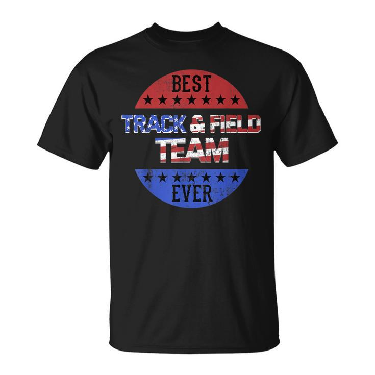 Track And Field Team Independence Day Patriotic Usa Flag T-Shirt