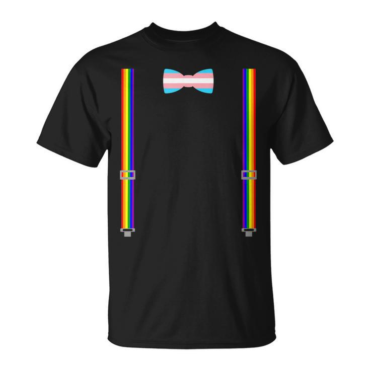 Trans Pride Transgender Equality Lgbt Flag Bow Tie Suspender T-Shirt
