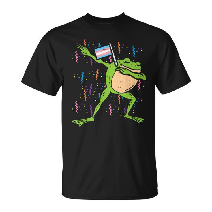 Transgender Flag Frog Dab Lgbt Trans Pride Stuff Animal T-Shirt