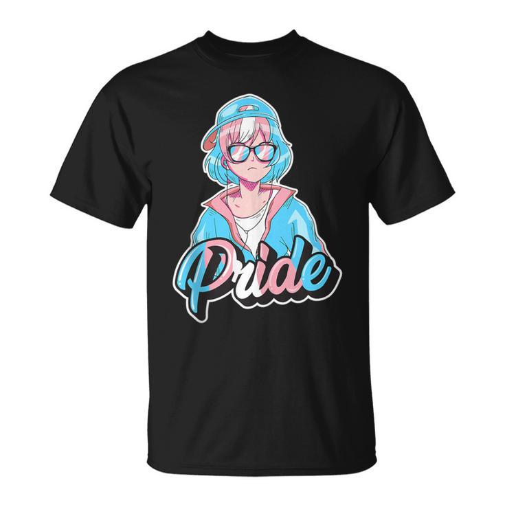 Transgender Pride Japanese Cool Anime Girl Trans Flag T-Shirt