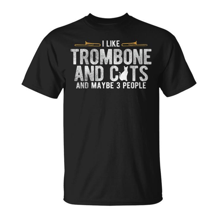 I Like Trombone And Cats Marching Band Jazz Trombone T-Shirt