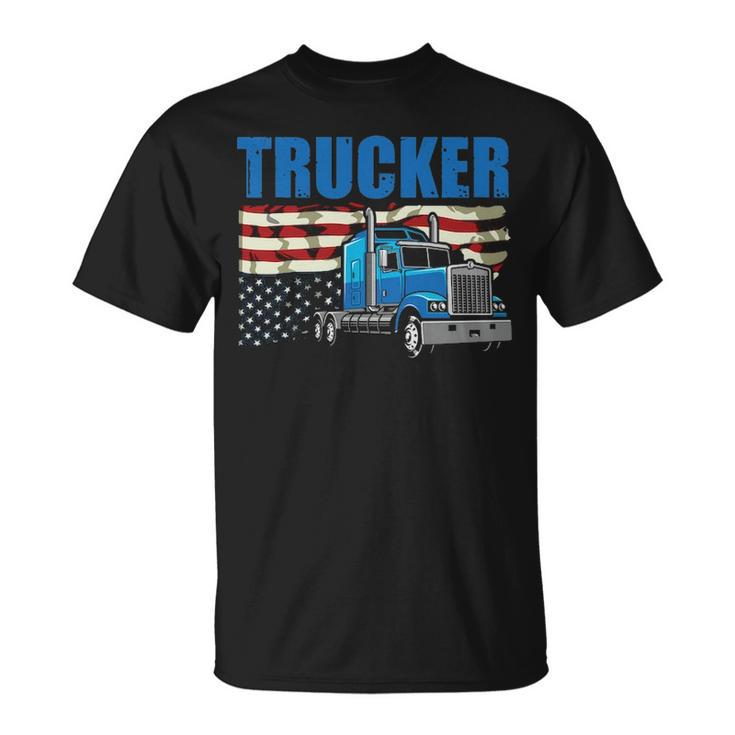 Truck Driver Trucker Flag Usa T-Shirt