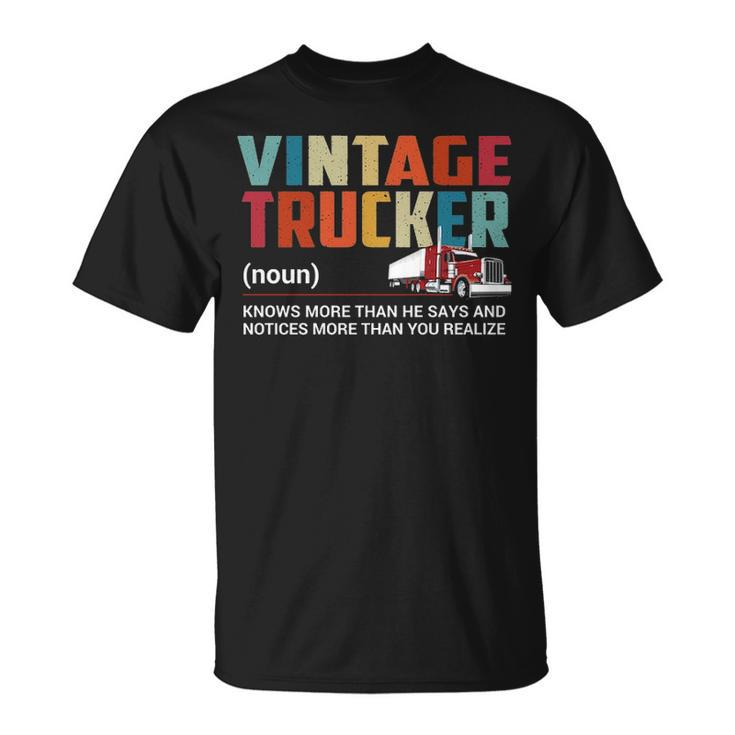 Truck Driver Vintage Trucker Noun T-Shirt