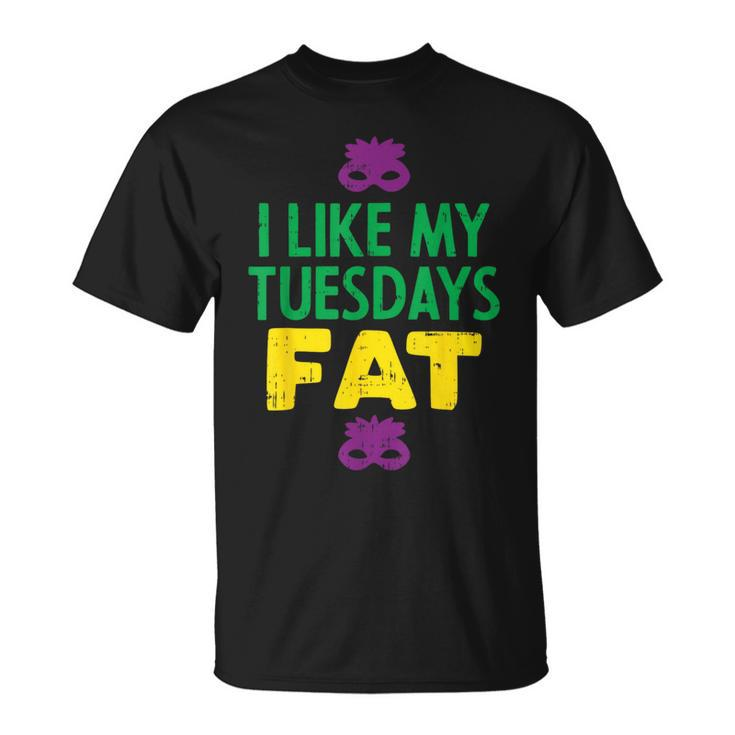 I Like My Tuesdays Fat Jester Mask Mardi Gras Carnival T-Shirt