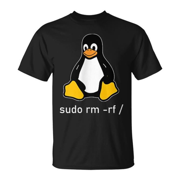 Tux Linux Penguin Sudo Rm -Rf Computer Science T-Shirt