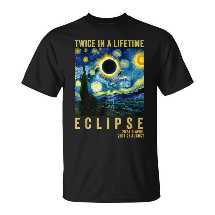 Twice In Lifetime Eclipse April 8 2024 Starry Night Van Gogh T-Shirt