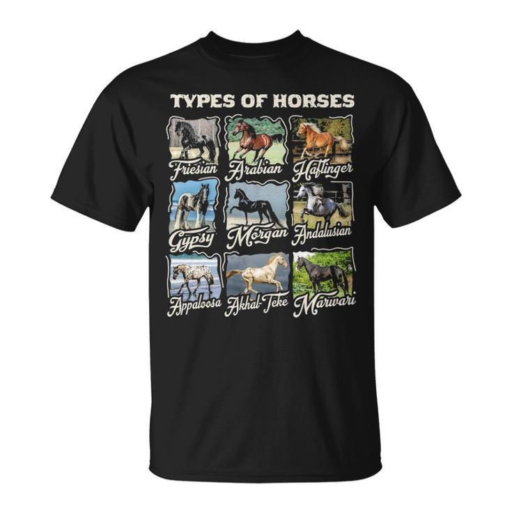 Types Of Horses Lover Cute Riding Girl Boyn Horse T-Shirt