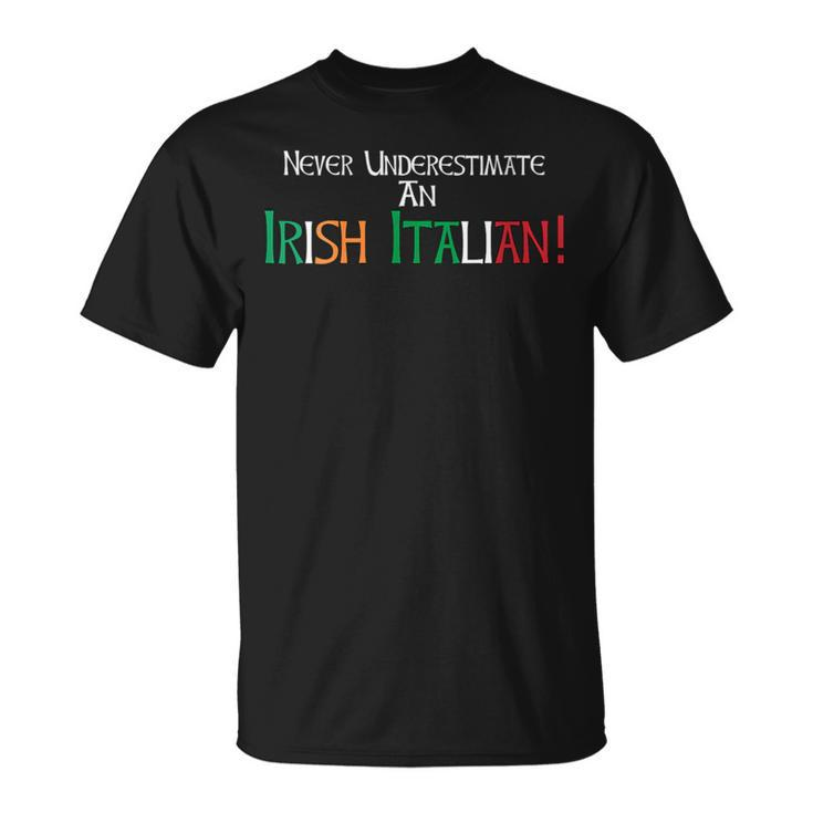 Never Underestimate An Irish Italian Proud Heritage Flag T-Shirt