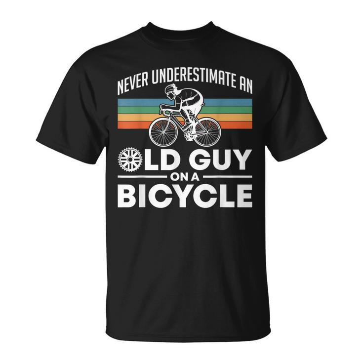 Never Underestimate An Old Guy On A Bicycle Retro Vintage T-Shirt