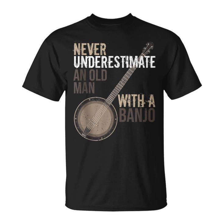 Never Underestimate An Old Man With A Banjo Music Instrument T-Shirt