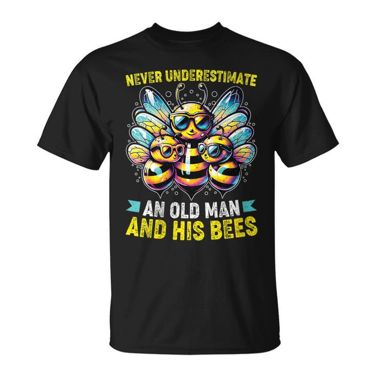 Never Underestimate An Old Man With His Bees T-Shirt