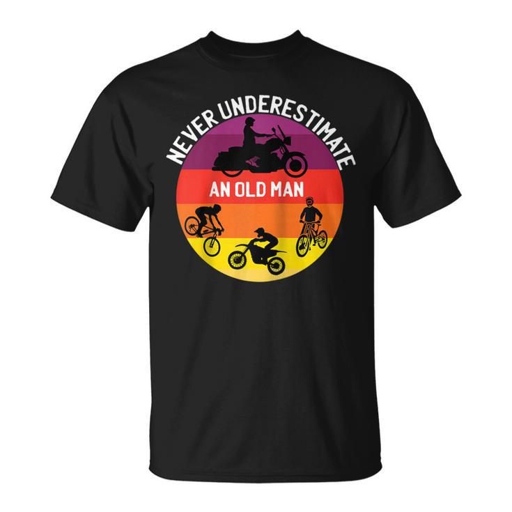 Never Underestimate An Old Man On A Bicycle Dirt Bike T-Shirt