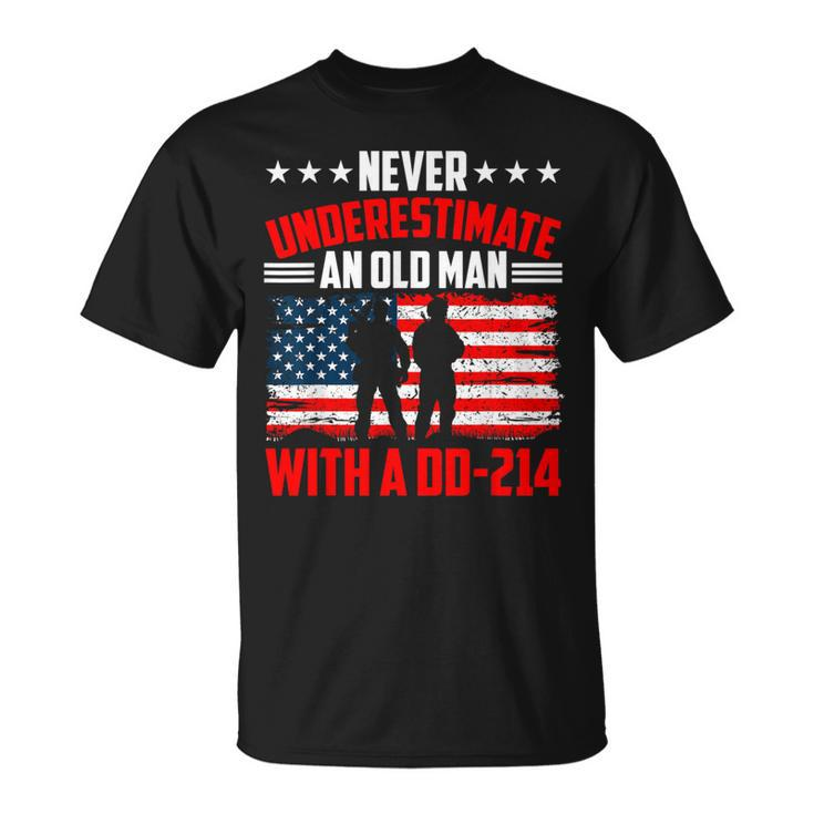 Never Underestimate An Old Man With A Dd214 Veterans Day T-Shirt