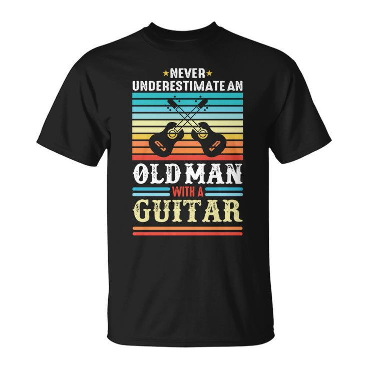 Never Underestimate An Old Man With A Guitar Acoustic Guitar T-Shirt